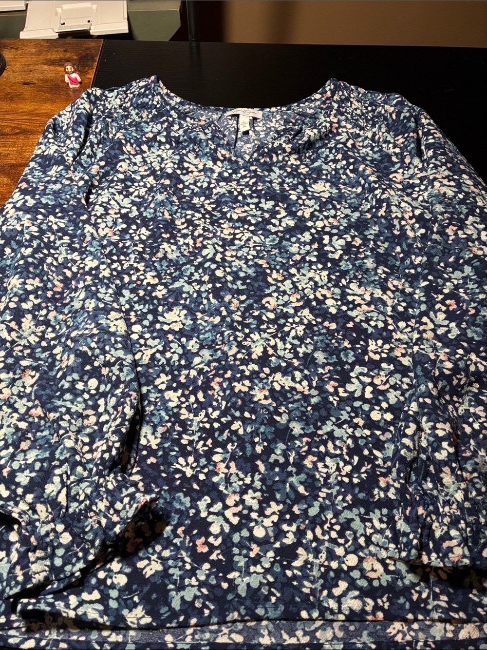 Jessica Simpson Navy Multi Floral Long-Sleeve Tee
